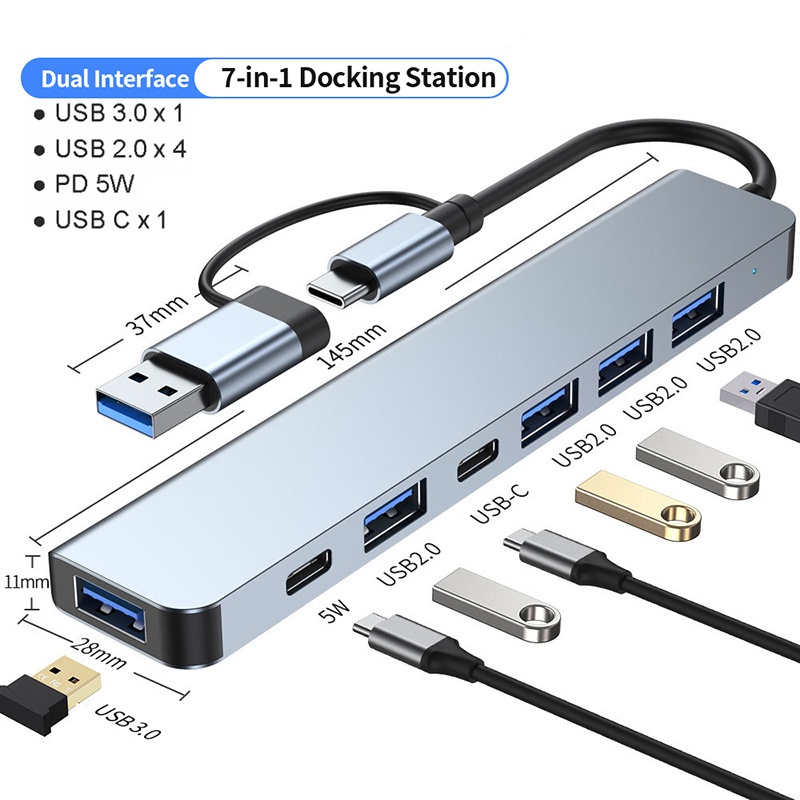 Usb Hub 7 Port - Hub adaptador extensor USB C 7
