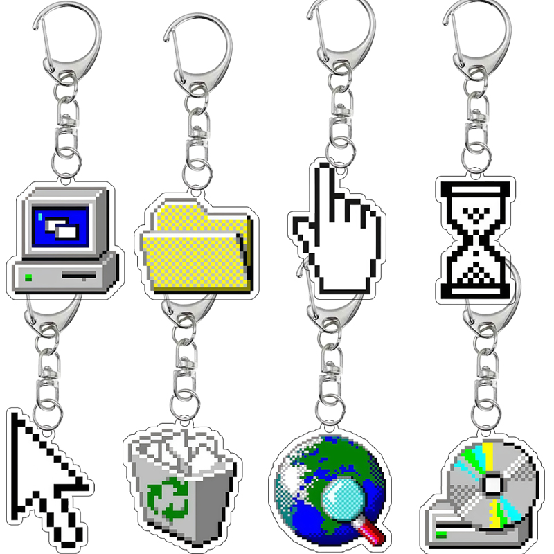 Tech Keychain Accessories - Llavero Acrílico Creativo con Diseño Retro