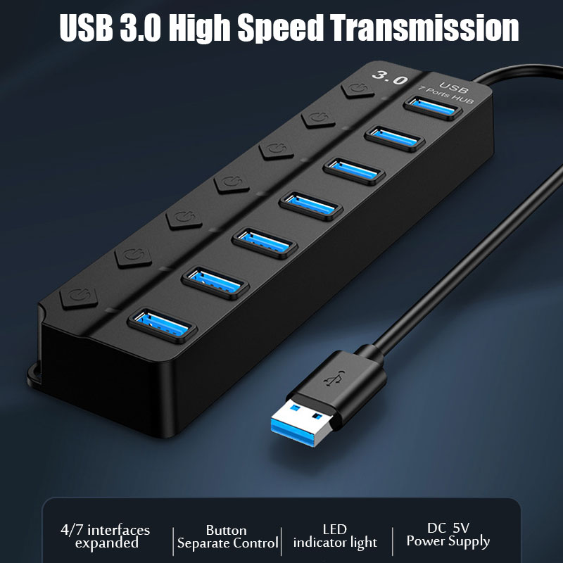Hub USB 3.0 7 en 1, divisor US - Usb Hub 7 Port reseña y precio