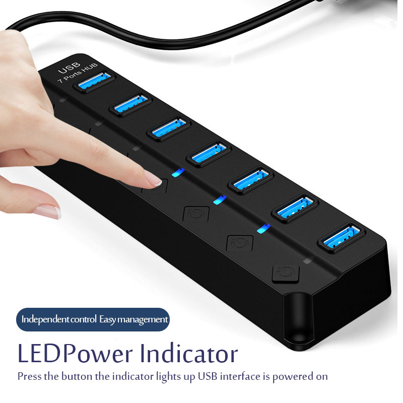 Hub USB 3.0 7 en 1, divisor US - Usb Hub 7 Port reseña y precio